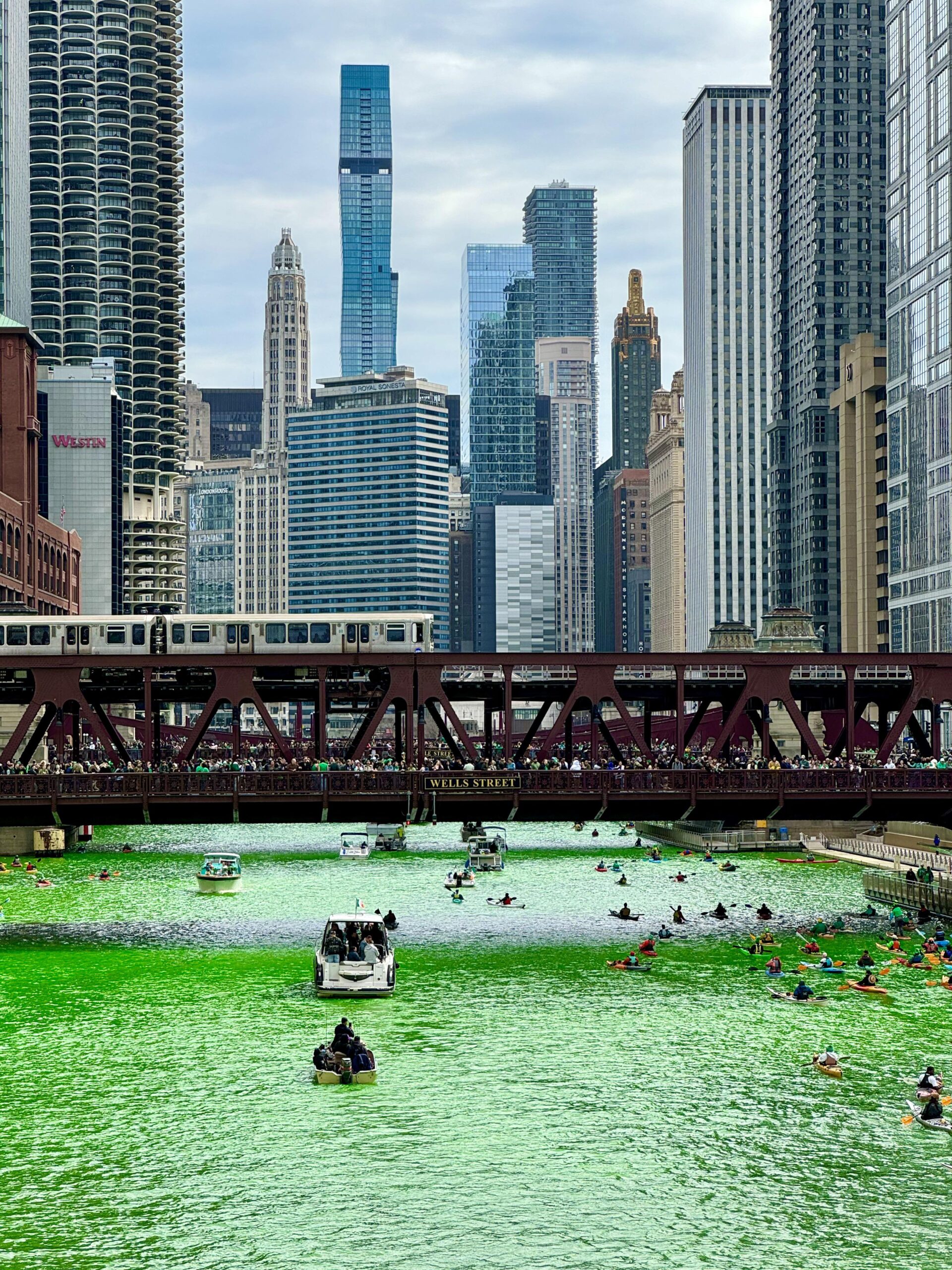 Groene rivier in Chicago